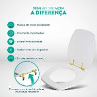 Tampa De Vaso Poliéster Thema Pessego Para Bacia Incepa Com Ferragem Dourada