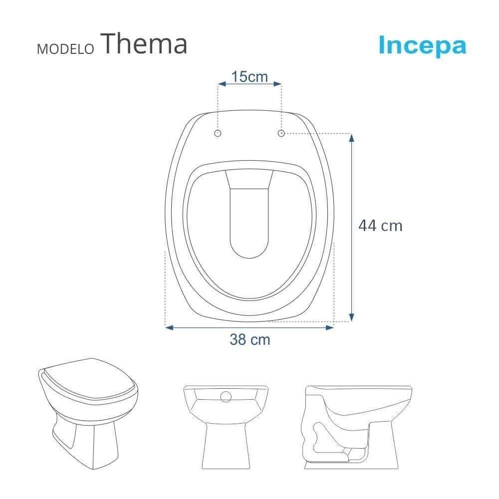 Tampa De Vaso Poliéster Thema Bone Para Bacia Incepa Com Ferragem Dourada - 2