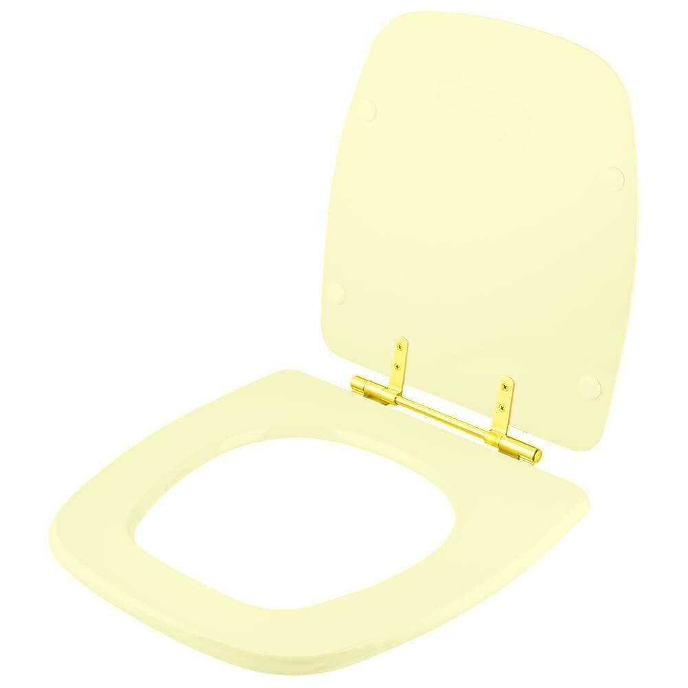 Tampa De Vaso Poliéster Versato Marfim Para Bacia Celite Com Ferragem Dourada - 2