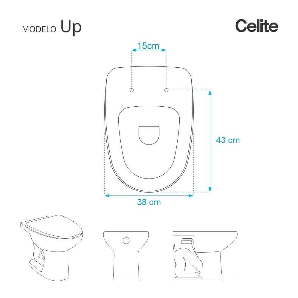 Tampa De Vaso Poliéster Up Pergamon Para Bacia Celite Com Ferragem Dourada - 2