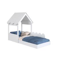 Cama Montessoriana Infantil Casinha Com Telhado E Cercadinho Branco - 5