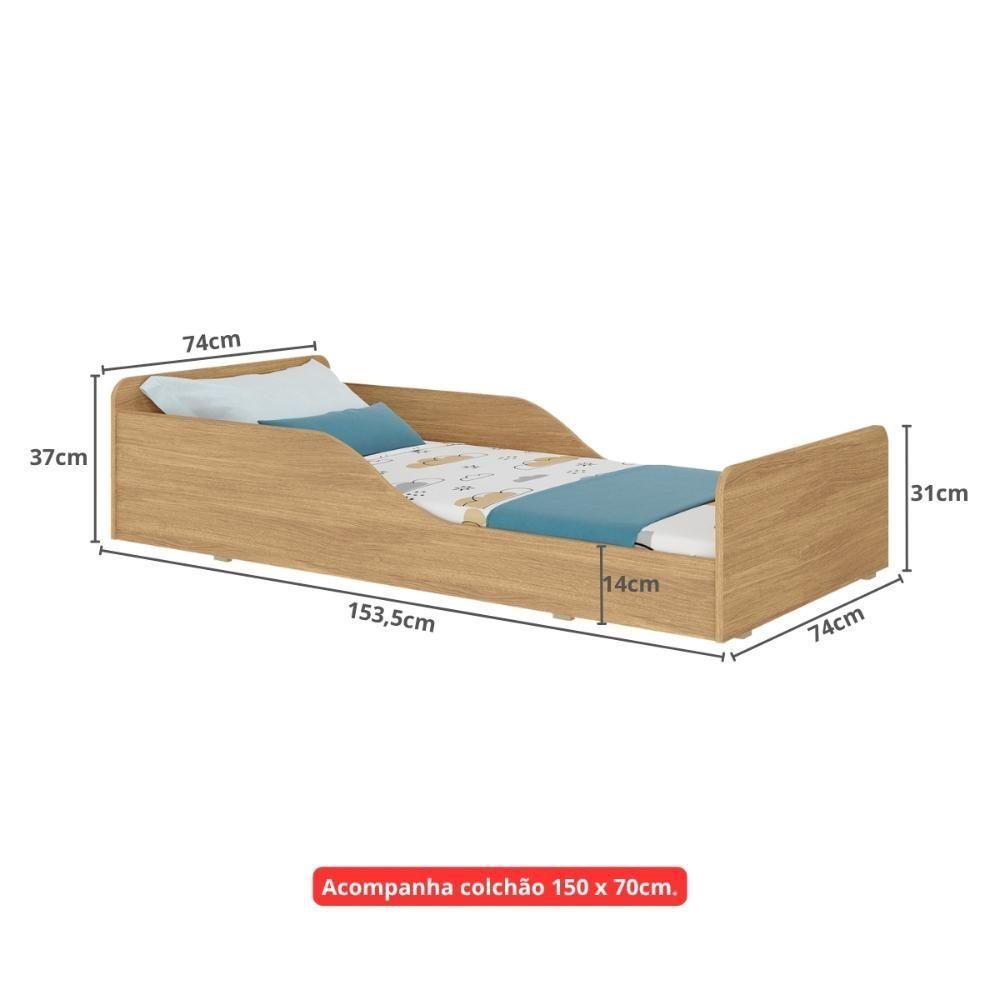 Cama Infantil Montessoriana Com Colchão Incluso 100% Mdf Melissa Plus Multimóveis Mp2958 Madeirado - 7