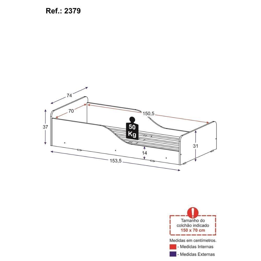 Cama Infantil Montessoriana 100% Mdf Para Colchão 150x70cm Multimóveis 2379 Madeirado - 4