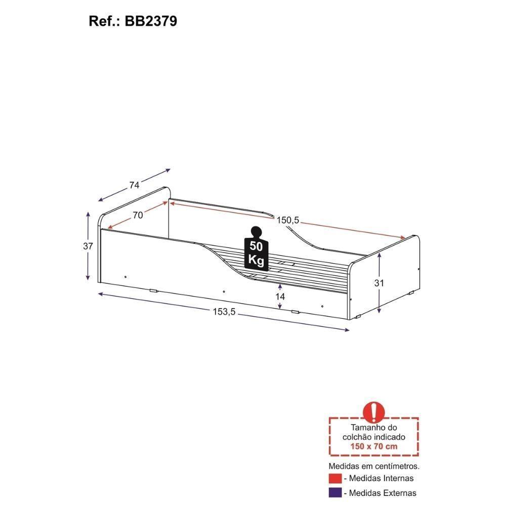Cama Infantil Montessoriana Para Colchão 70x150cm 100% Mdf Suspiro Multimóveis Bb2379 - Madeirado - 4