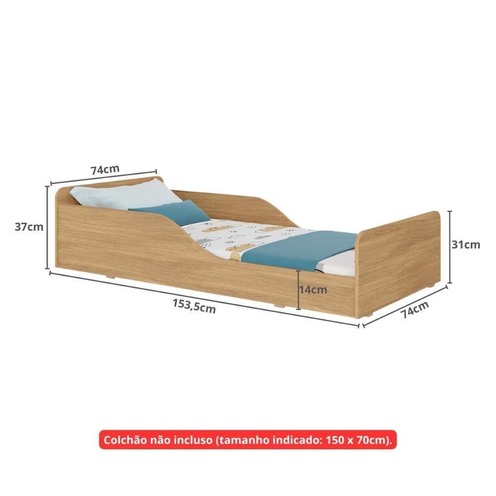 Cama Infantil Montessoriana Para Colchão 70x150cm 100% Mdf Suspiro Multimóveis Bb2379 - Madeirado - 7