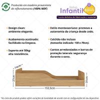 Cama Infantil Montessoriana Para Colchão 70x150cm 100% Mdf Suspiro Multimóveis Bb2379 - Madeirado - 3