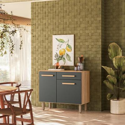 Balcão Para Cozinha 90cm Lemon Carvalho/chumbo Nicioli Carvalho/chumbo