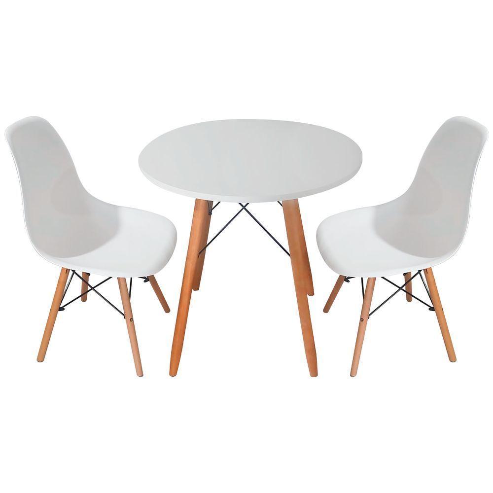 Conjunto De Jantar Mesa Eiffel 70 Cm Com 2 Cadeiras Lisa - Branca - 2