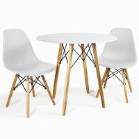 Conjunto De Jantar Mesa Eiffel 70 Cm Com 2 Cadeiras Lisa - Branca - 1