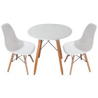 Conjunto De Jantar Mesa Eiffel 70 Cm Com 2 Cadeiras Lisa - Branca - 2