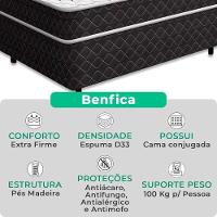 Cama Conjugada Benfica Espuma D33 Preto V-store Tamanho 138x188x50 - 2