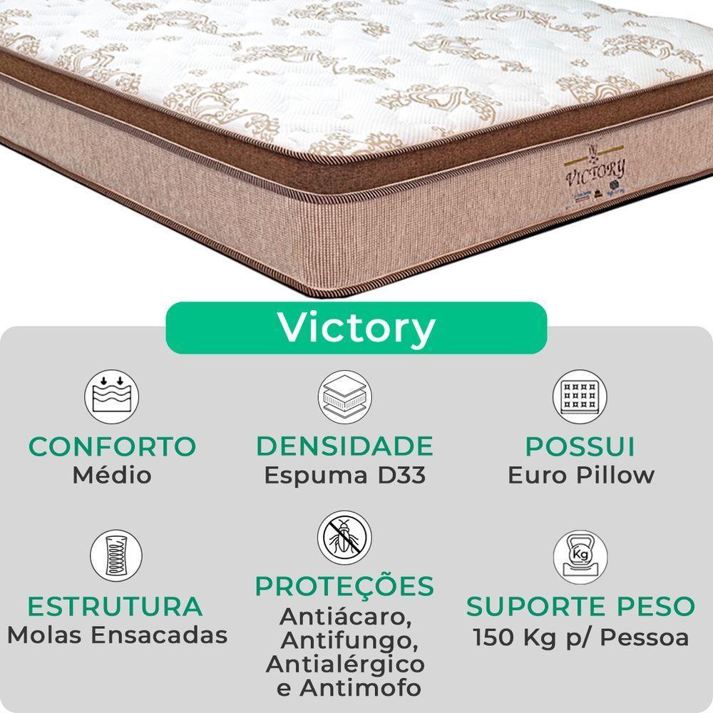 Cama Box Casal Preto Colchão Victory Molas Vstore 138x188x30 - 2