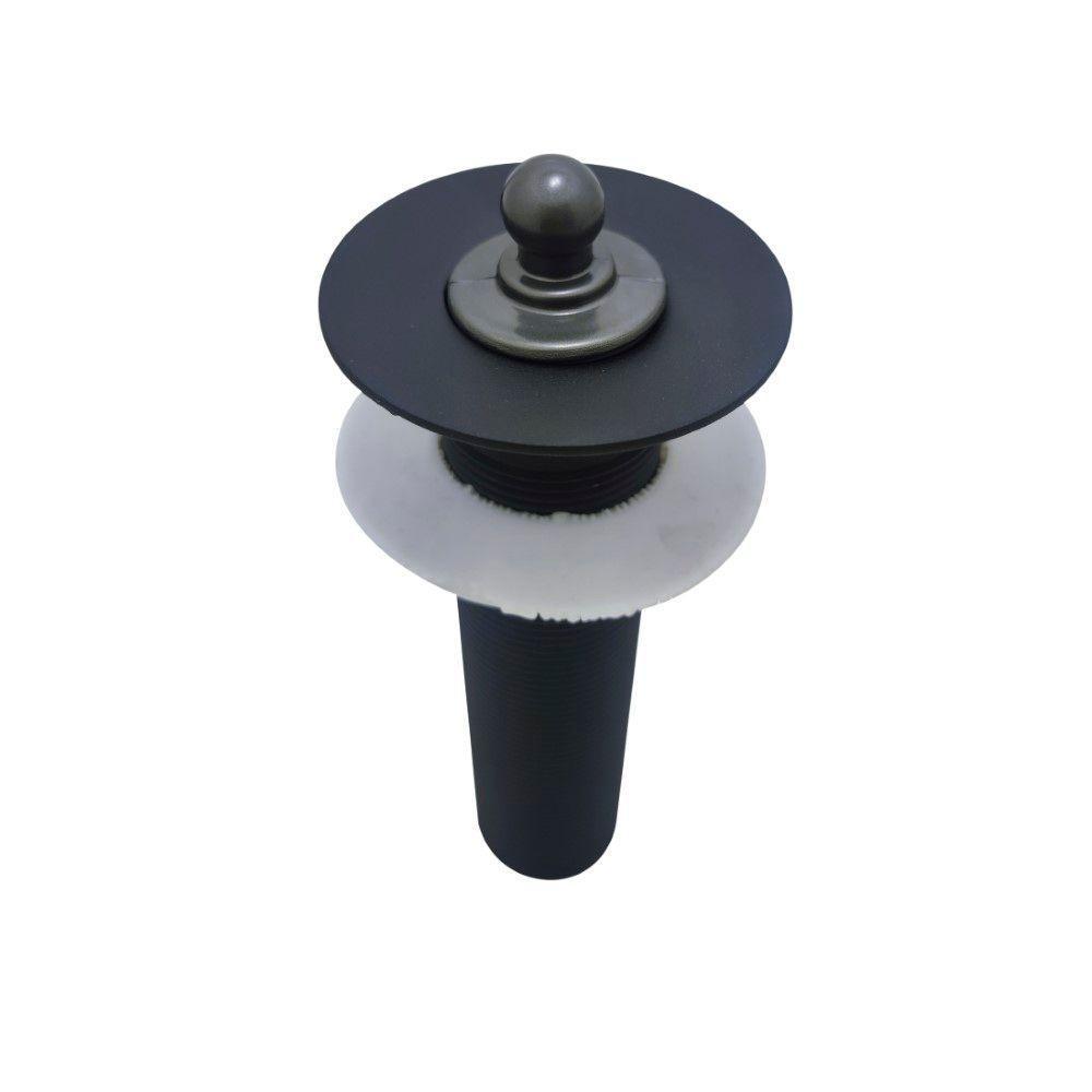 Válvula Escoamento Lavatório Banheiro Longa Com Tampa Cuba Sobrepor Preto Grafite Fosco Luxo Metal - 5