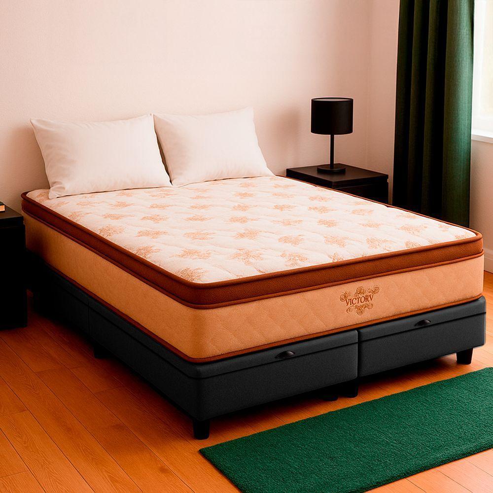 Cama Box Queen E Colchão Victory Molas V-store 158x198x30 Cinza - 1