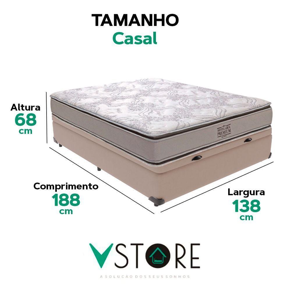 Cama Box Baú Casal Bege E Colchão Four Season Molas Vstore - 3
