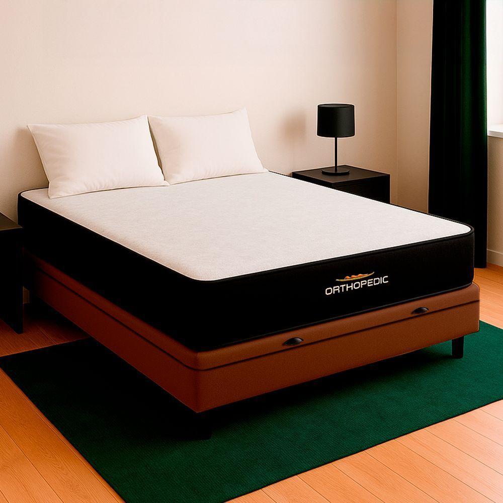 Cama Box Viúvo Marrom E Colchão Orthopedic D33 Vstore - 1