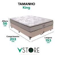 Cama Box King Bege Colchão Four Season Molas Vstore 193x203 - 3