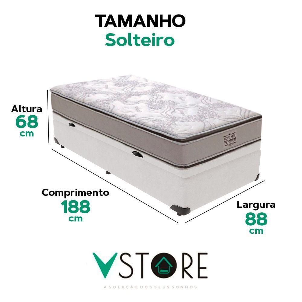 Box Baú Solteiro Branco Colchão Four Season Molas Vstore - 3