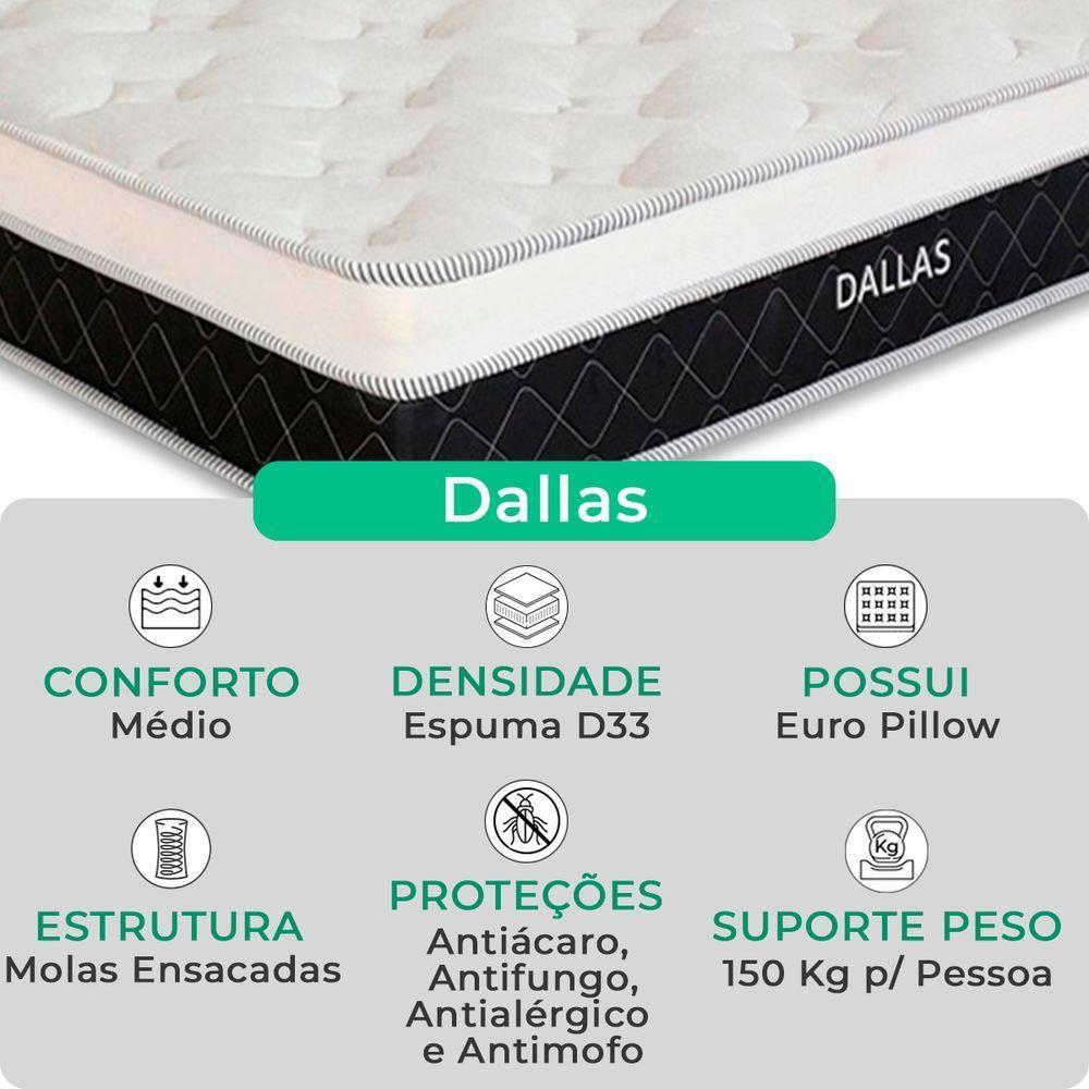 Cama Box Baú King Branco E Colchão Dallas Molas Vstore - 2