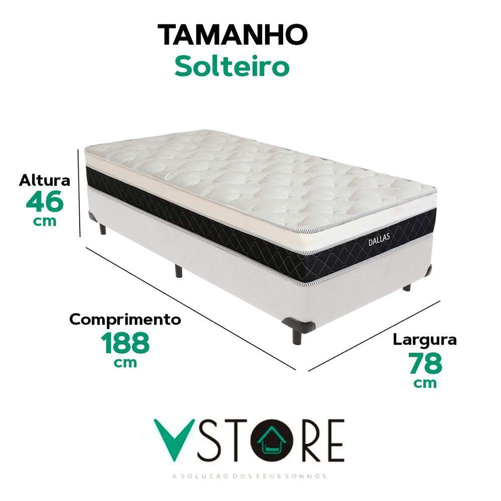 Cama Box Branco E Colchão Dallas Molas Vstore 78x188x20 - 3