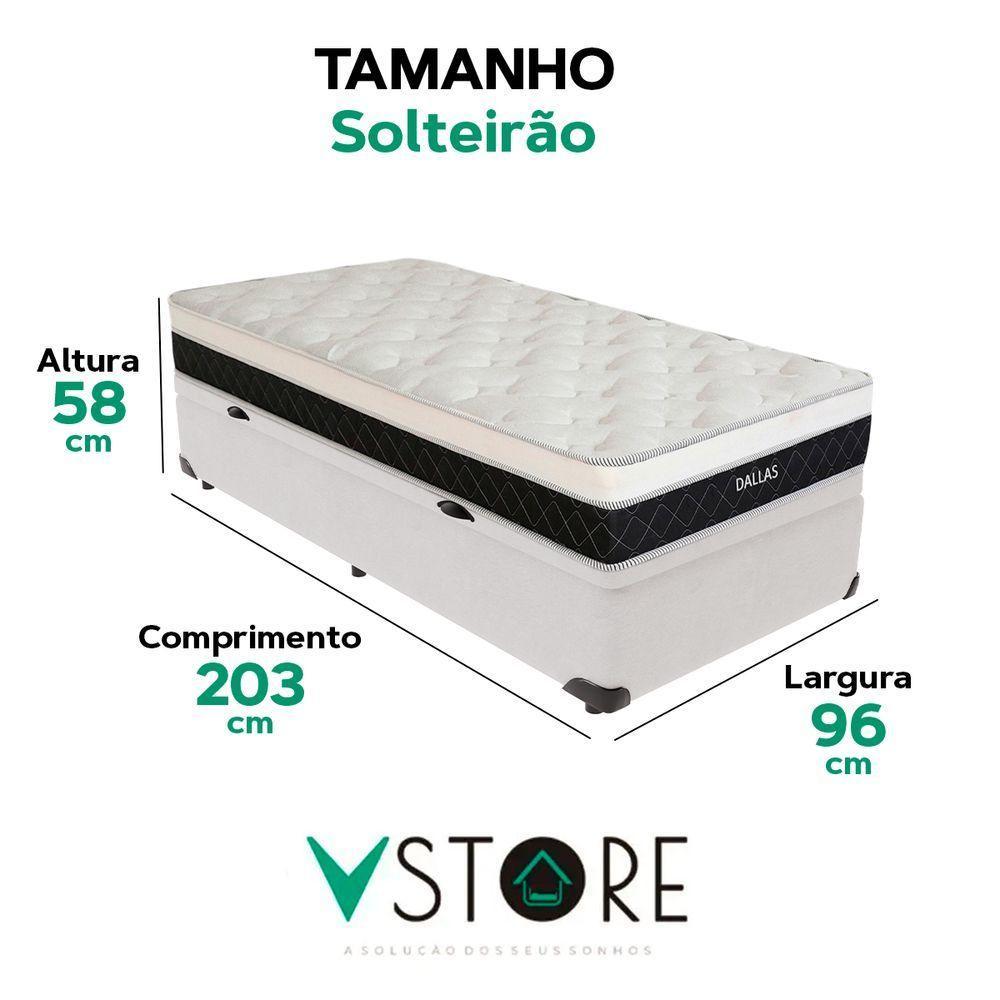Cama Box Baú Solteirão Branco E Colchão Dallas Molas Vstore - 3