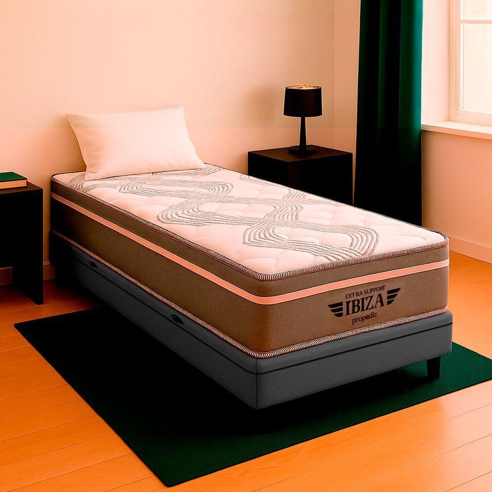 Cama Box Solteirão Cinza Colchão Ibiza Molas Ensacada Vstore - 1