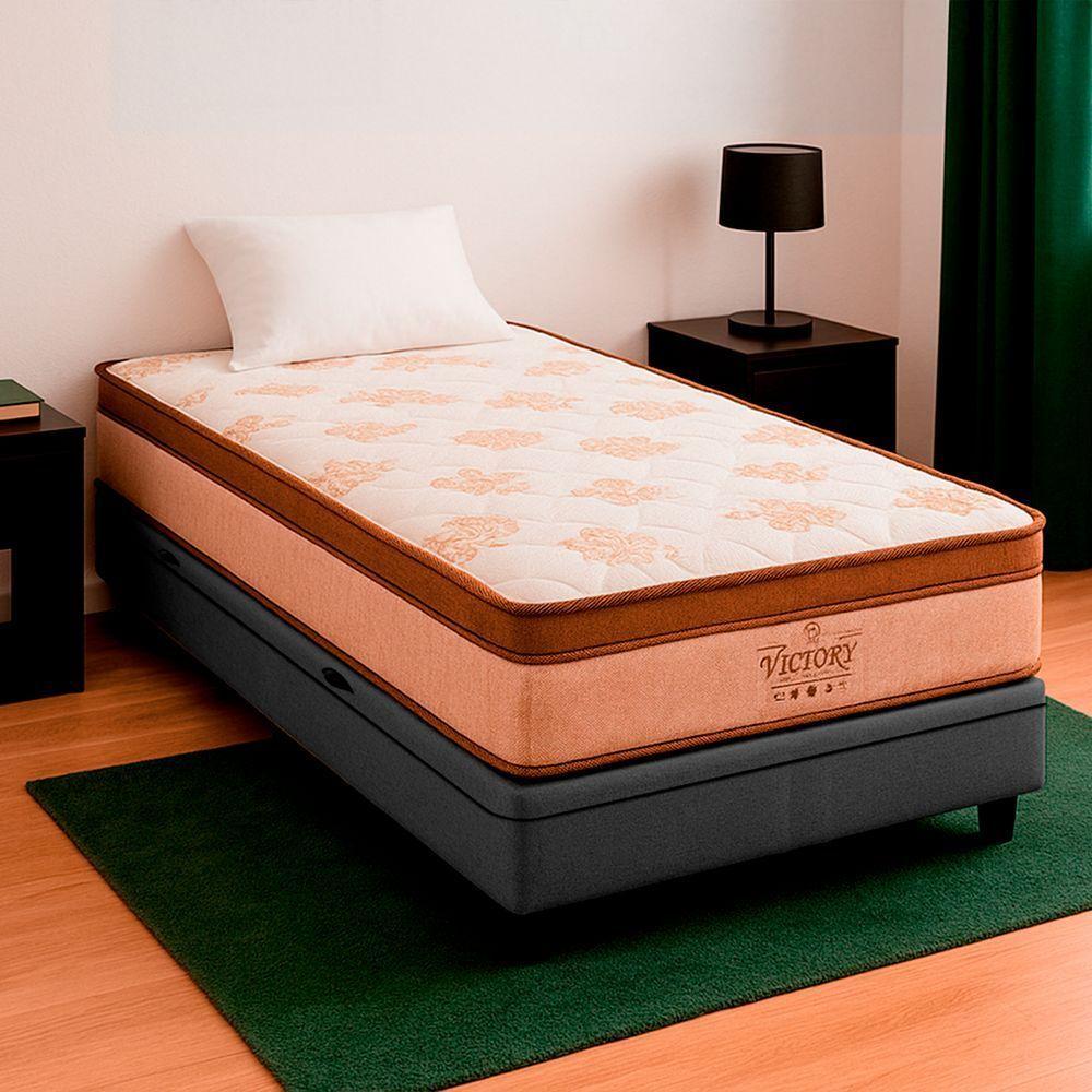 Cama Box Solteiro E Colchão Four Season Molas V-store Cinza - 1