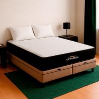 Cama Box King Bege E Colchão Orthopedic D33 Vstore - 1