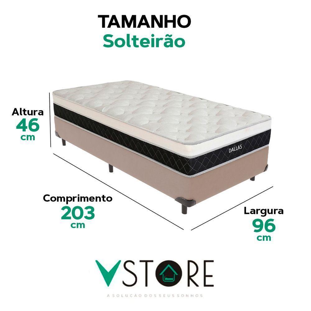 Cama Box Solteirão Bege Colchão Dallas Molas Vstore 96x188 - 3