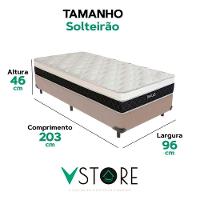 Cama Box Solteirão Bege Colchão Dallas Molas Vstore 96x188 - 3