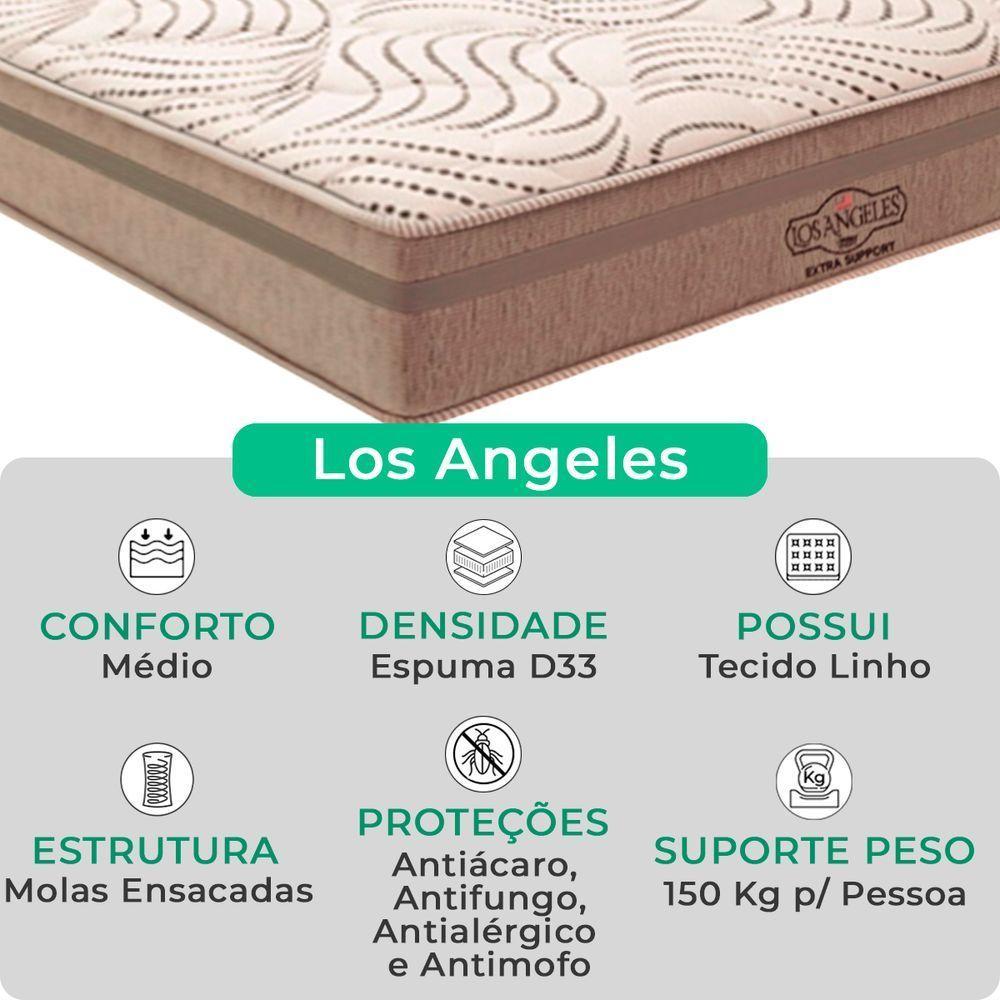 Cama Box Baú Queen Bege E Colchão Los Angeles Molas Vstore - 2