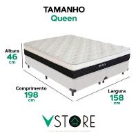 Cama Box Queen E Colchão Dallas Molas V-store 158x198x20 Branco - 3