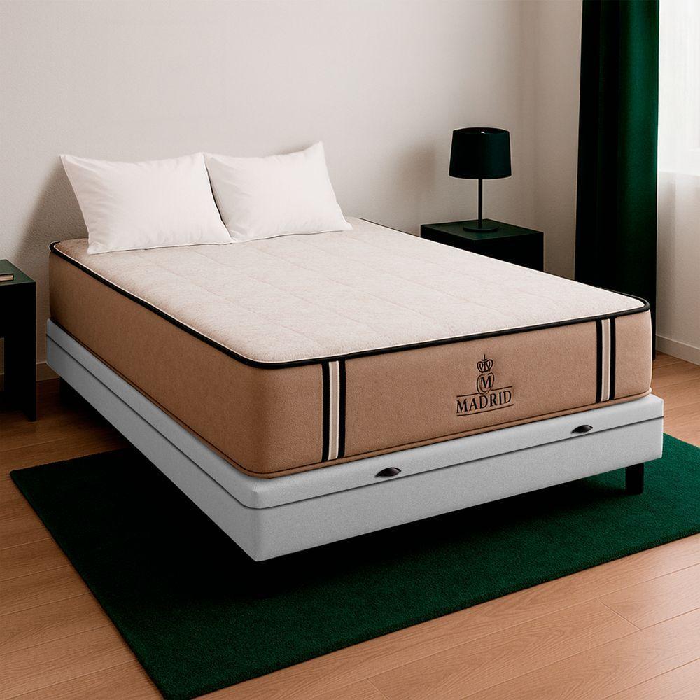 Cama Box Viúvo Branco Colchão Madrid Molas Vstore 128x188x28 - 1