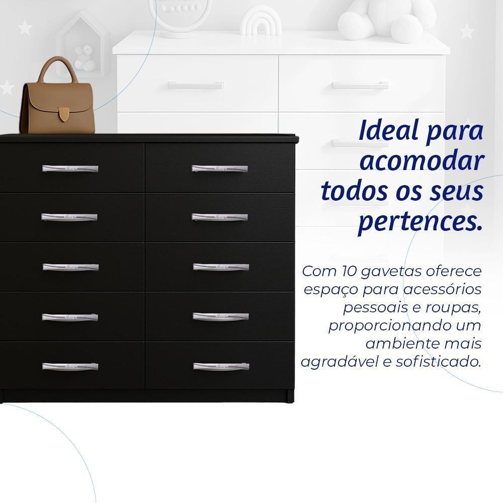 Closet Lisboa Com Cômoda Marbela 10 Gavetas - Evidência Móveis - Black - 7