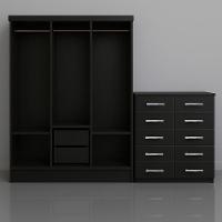 Closet Lisboa Com Cômoda Marbela 10 Gavetas - Evidência Móveis - Black - 5