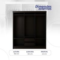 Closet Lisboa Com Cômoda Marbela 10 Gavetas - Evidência Móveis - Black - 6