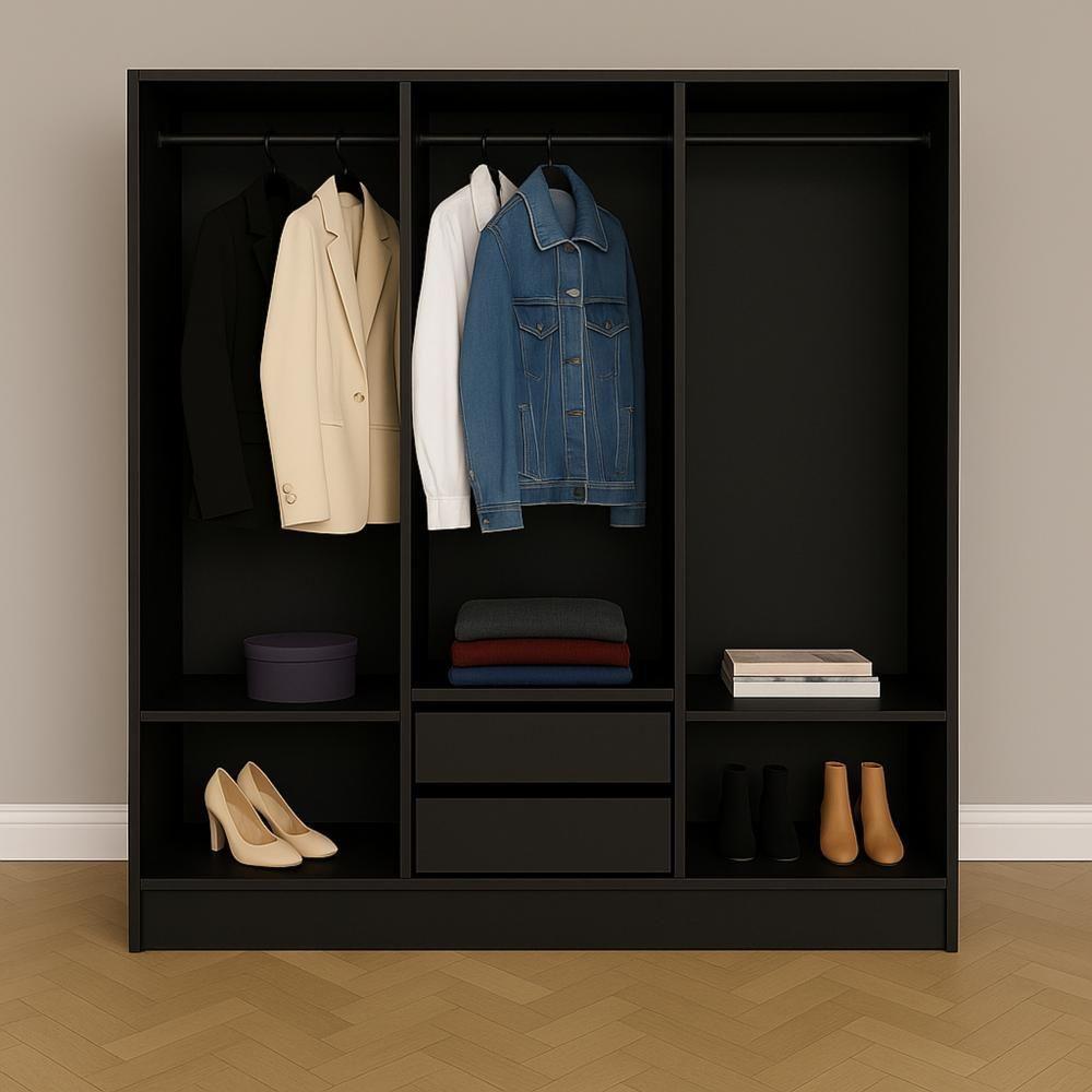 Closet Lisboa Evidencia Moveis 2 Gavetas E 2 Prateleiras - Evidencia Móveis - Black - 1