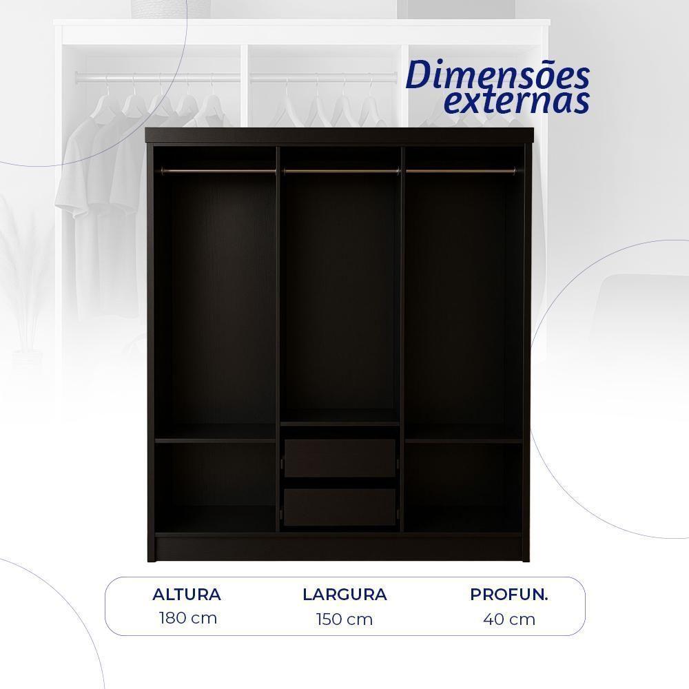 Closet Lisboa Evidencia Moveis 2 Gavetas E 2 Prateleiras - Evidencia Móveis - Black - 4