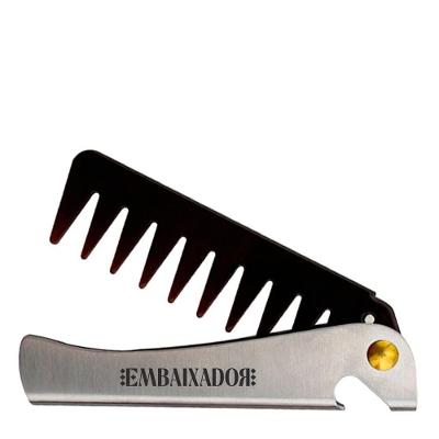 Pente De Aço Inoxidável Dobrável Embaixador Preto