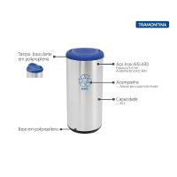 Lixeira Inox Tramontina Capsula Selecta Plus Basculante Com Acabamento Scotch Brite E Tampa Basculante Azul Em Polipropi - 2