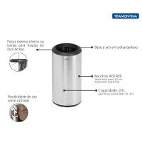 Lixeira Inox Tramontina Cápsula Com Acabamento Scotch Brite E Aro E Base Em Polipropileno 23 L - 2