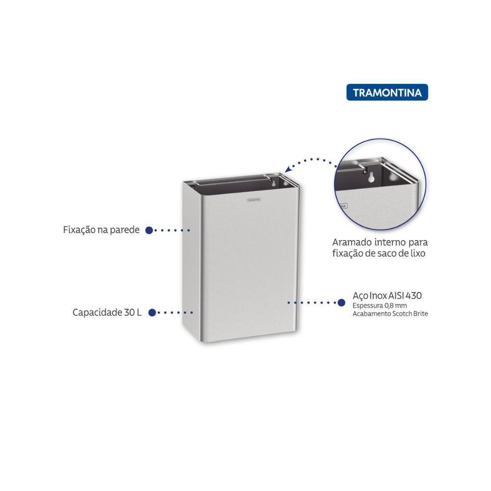 Lixeira Tramontina Wall 30 L Em Aço Inox - 2