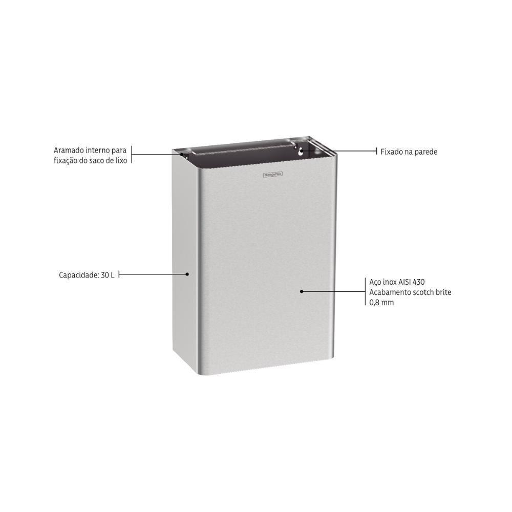 Lixeira Tramontina Wall 30 L Em Aço Inox - 6