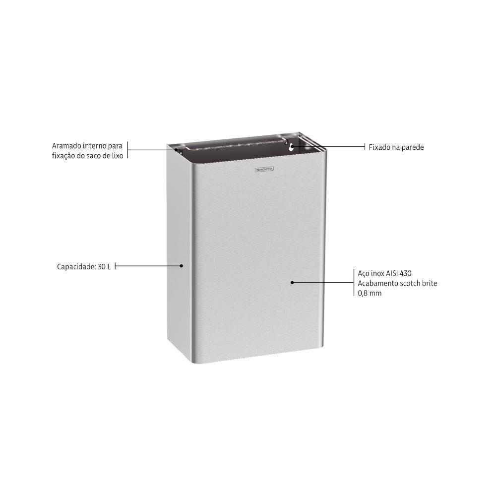 Lixeira Tramontina Wall 30 L Em Aço Inox - 7