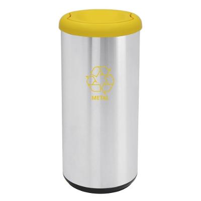 Lixeira Inox Tramontina Cápsula Selecta Plus Basculante Com Acabamento Scotch Brite E Tampa Basculante Amarela Em Polipr