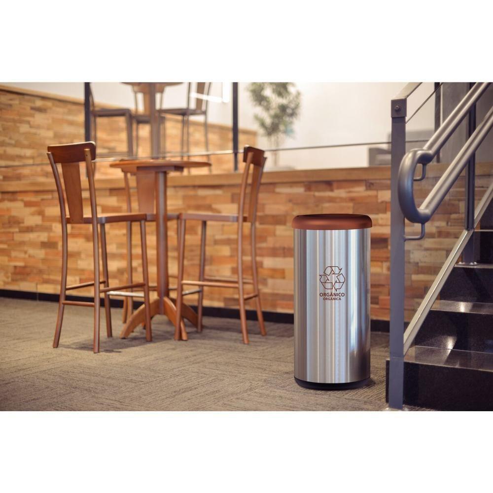Lixeira Inox Tramontina Cápsula Selecta Plus Basculante Com Acabamento Scotch Brite E Tampa Basculante Marrom Em Polipro - 7