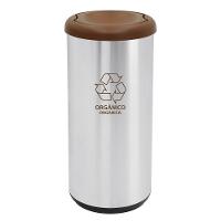 Lixeira Inox Tramontina Cápsula Selecta Plus Basculante Com Acabamento Scotch Brite E Tampa Basculante Marrom Em Polipro - 1