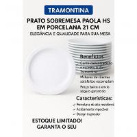 Jogo 12 Pratos Sobremesa Tramontina Paola Porcelana 21 Cm - 3