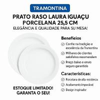 Jogo 24 Pratos Raso Jantar Laura Iguaçu Porcelana 25,5 Cm Tramontina - 2
