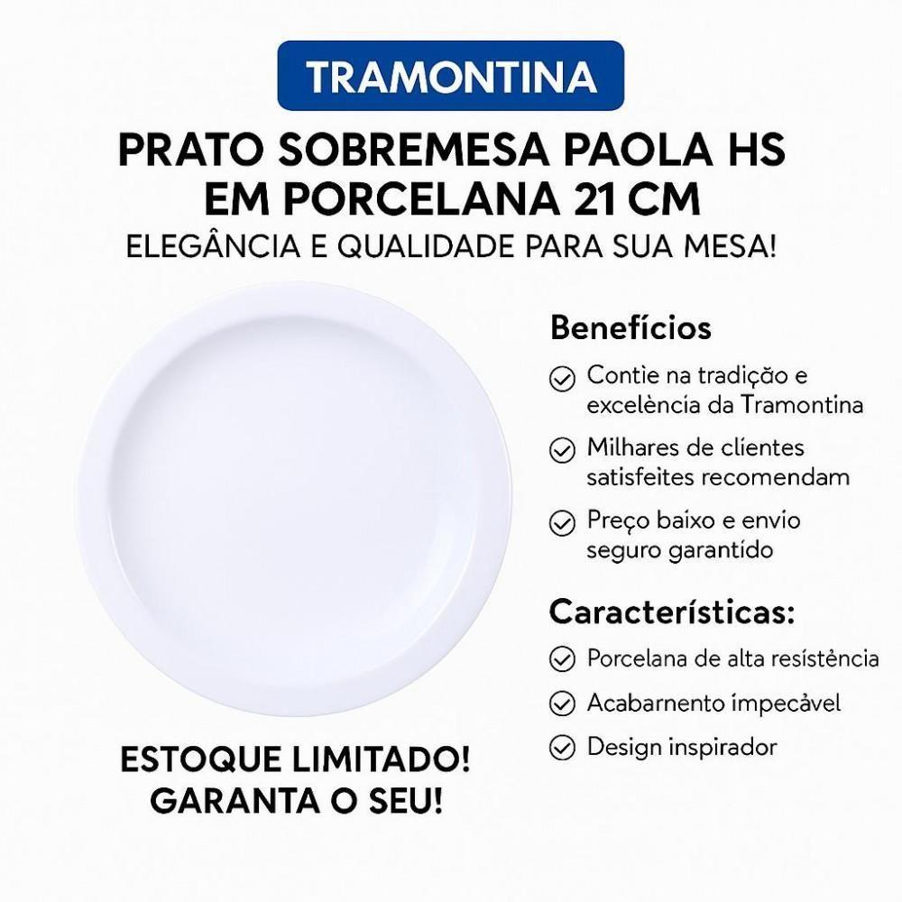 Jogo 4 Pratos Sobremesa Laura Iguaçu Porcelana 21 Cm - Tramontina - 2